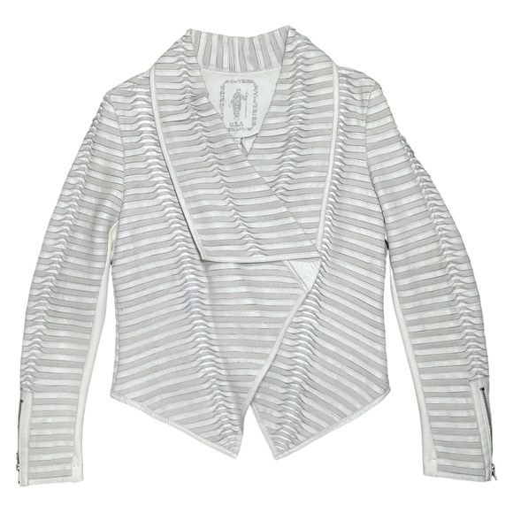 My Tribe Striped Leather Jacket - Picture 2 of 9